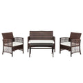 Mother's Day Sales - Hot Sale 4pcs 1 Double Seat 2 Single Seat 1 Coffee Table Armrest Hollow Knit Combination Sofa Brown Gradient
