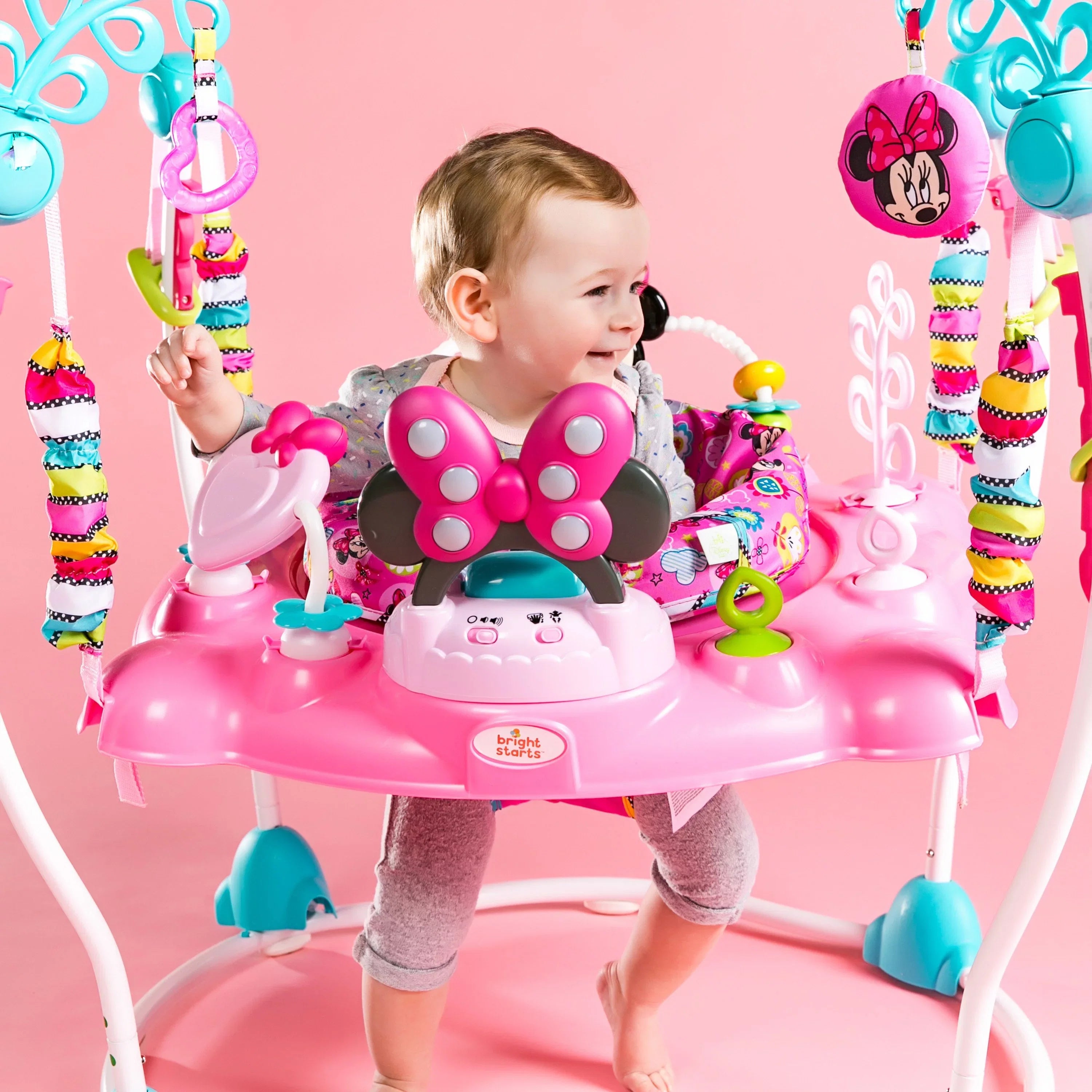 Bright Starts Disney Baby Minnie Mouse PeekABoo Activity Jumper with Lights and Melodies, Ages 6 months +