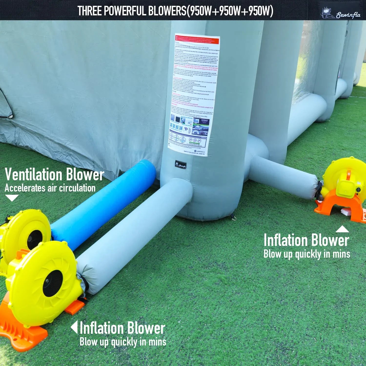 Sewinfla Inflatable Paint Booth 30x20x13Ft with Blowers Professional Inflatable Spray Booth with Air Filter System