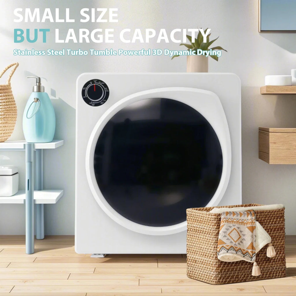 ZNESKPG 1.95 Cu.ft Front Load Clothes Dryer Portable Compact Dryer 830W 5 Drying Modes Stainless Steel Drum with Overheat Protection Dust Removal Deodorization and Lint Removal Func