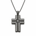 Antique Black Double Layer Cross Necklace, Copper Base Gunmetal Plated Sparkling CZ Christian Faith Pendant Jewelry