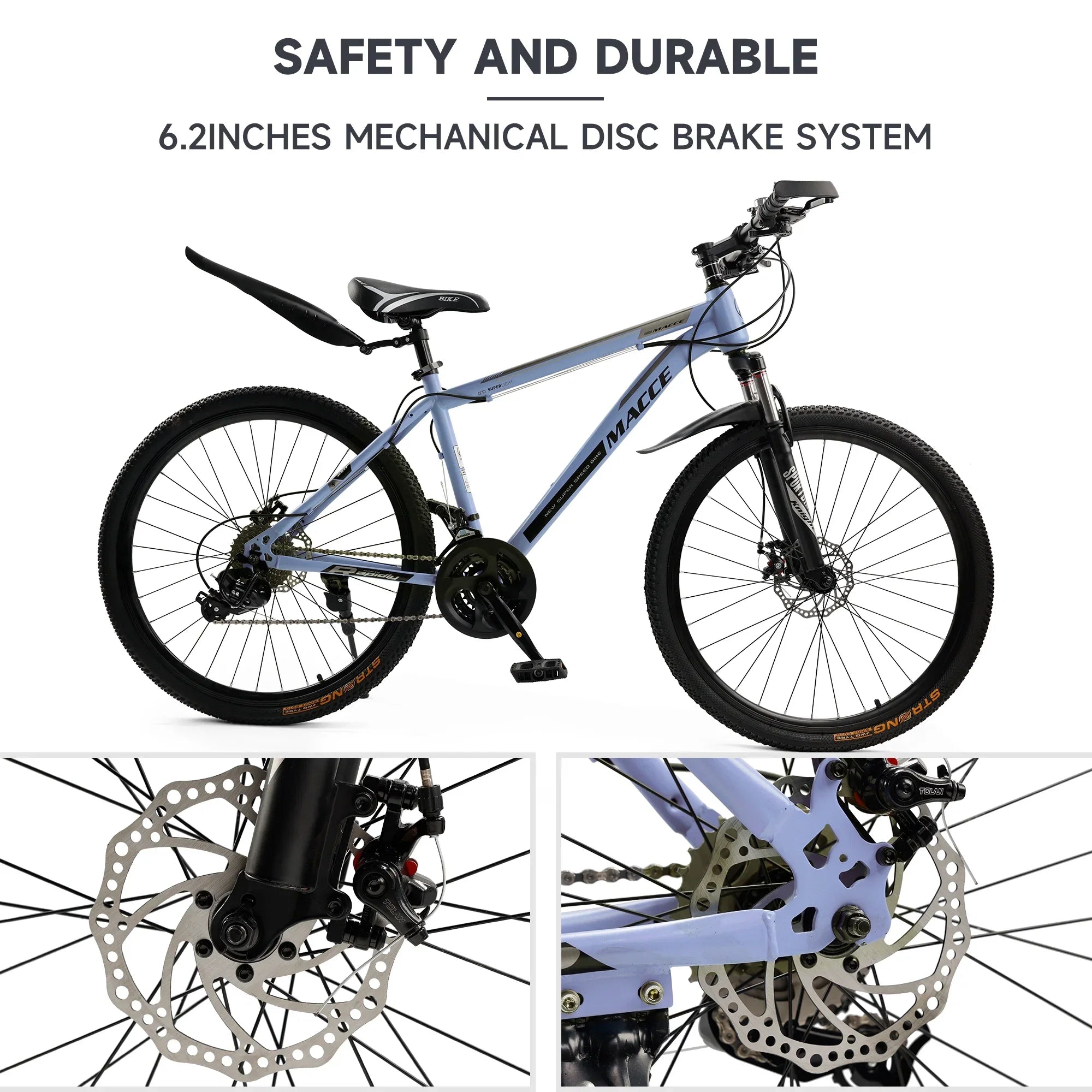 ARTUDATECH Mountain Bike 26 Inch for Adult, 27-Speed Dual Suspension High-Carbon Steel MTB Bicycle, Dual Disc Brake Bikes for Men Women, Silver, Blue, Gray and Red