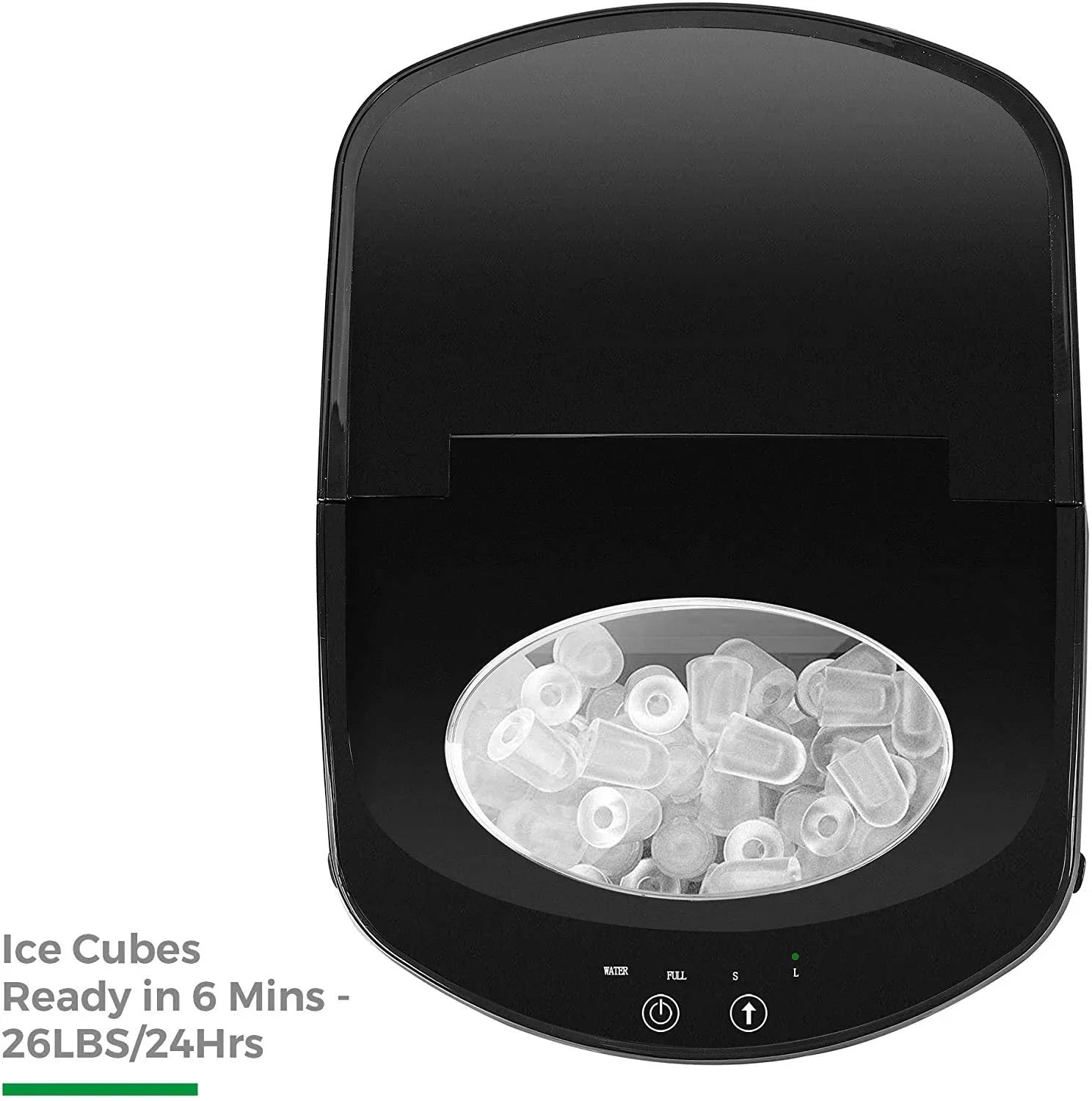 9 Ice Cubes Ready in 6 Mins - 26LBS/24Hrs, 2 Ice Sizes, LED Indicator Lights – Portable Ice Maker with Ice Scoop and Basket for Home Office Bar Party