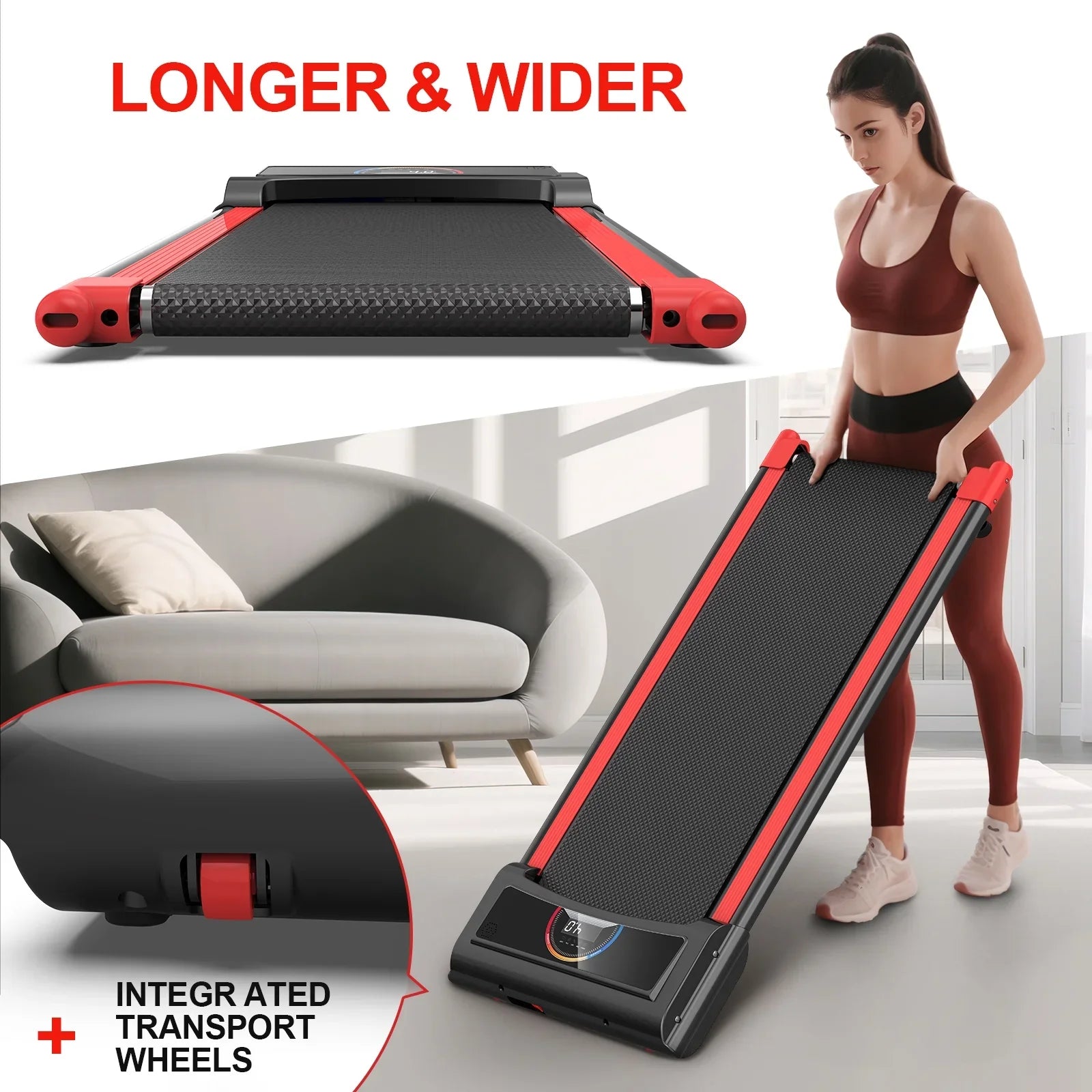 FLIMDER Walking Pad,Max 2.5 HP Portable Under Desk Treadmill,265LBS Capacity Installation-Free Treadmills for Home & Office Small,Remote Control LED Display