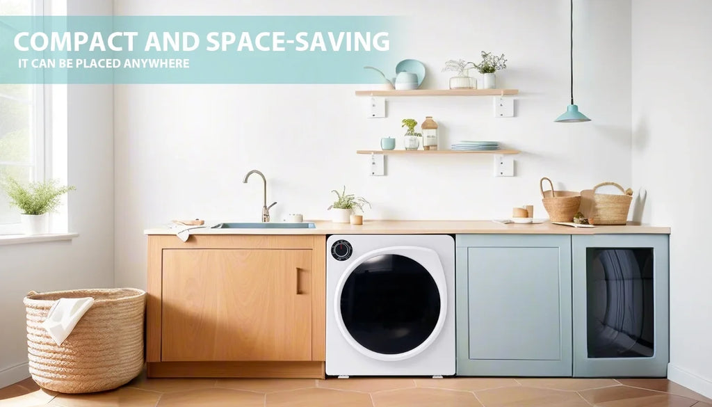 ZNESKPG 1.95 Cu.ft Front Load Clothes Dryer Portable Compact Dryer 830W 5 Drying Modes Stainless Steel Drum with Overheat Protection Dust Removal Deodorization and Lint Removal Func