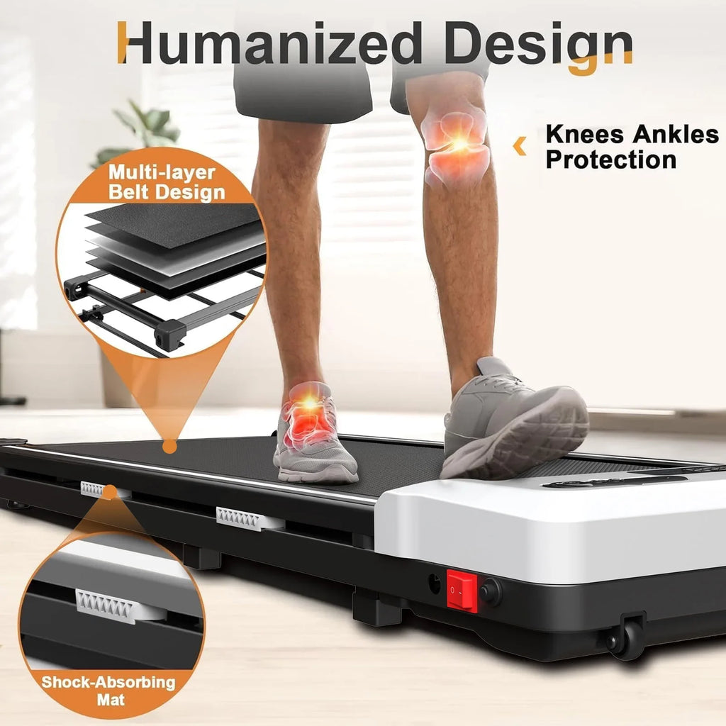 CoolHut 2.5Hp Walking Pad, Walking Area 2 in 1 Under Desk Treadmill,300lb Walking Treadmill with Remote Control and LED Display, Quiet, Compact & Small Treadmill for Home & Office. White