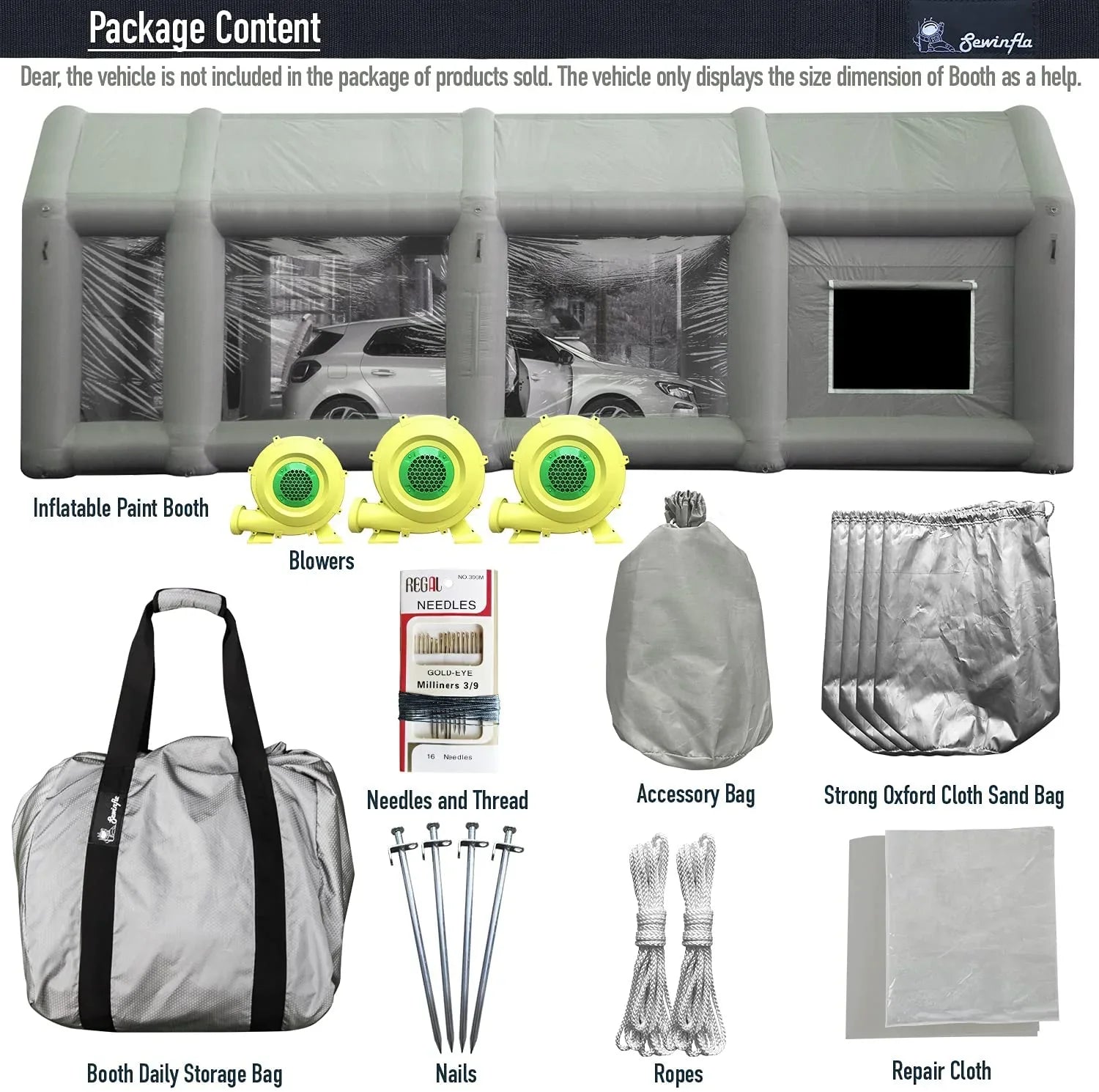 Sewinfla Inflatable Paint Booth 30x20x13Ft with Blowers Professional Inflatable Spray Booth with Air Filter System