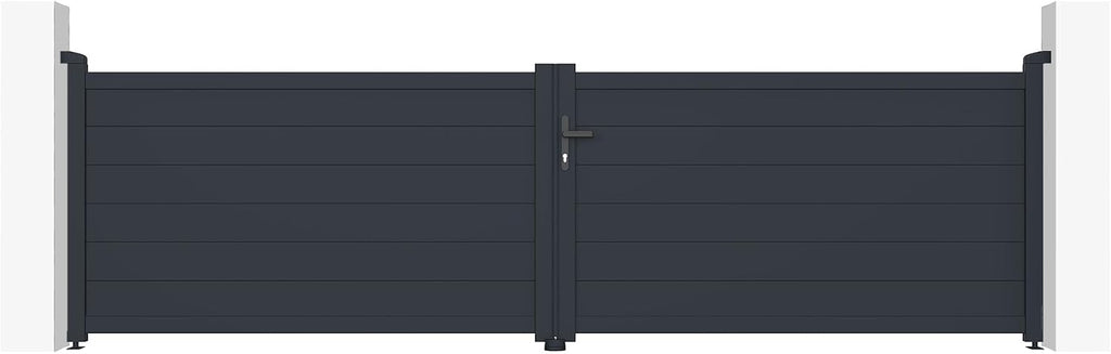 Casanoov Portail Battant EIGER 4 m 392 cm x 161 cm 6,3 m² Aluminium Gris Anthracite RAL 7016 Plein Sécurisé Intimité Jardin Extérieur Motorisable Résistant Corrosion Gonds Renforcés Inclus