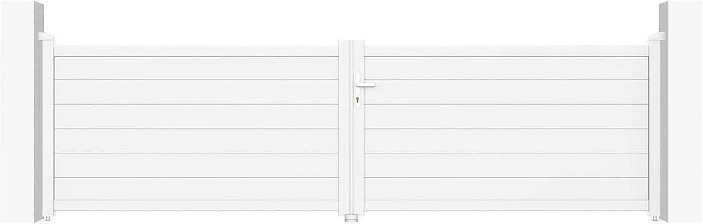 Casanoov Portail Battant EIGER 4 m 392 cm x 161 cm 6,3 m² Aluminium Gris Anthracite RAL 7016 Plein Sécurisé Intimité Jardin Extérieur Motorisable Résistant Corrosion Gonds Renforcés Inclus