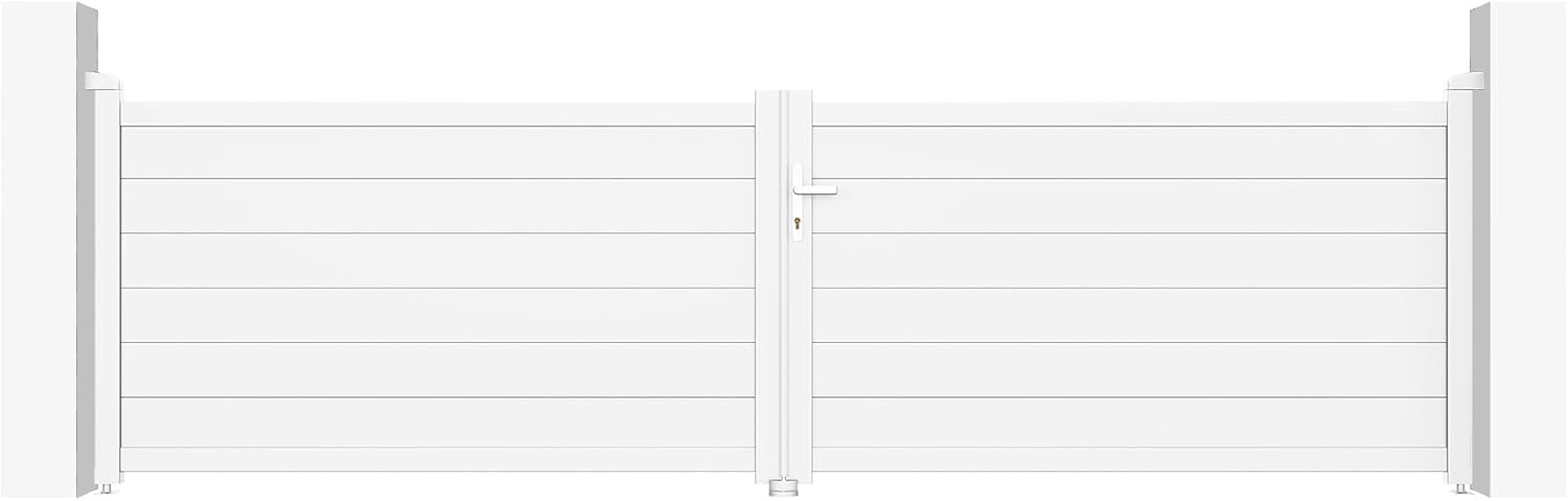 Casanoov Portail Battant EIGER 4 m 392 cm x 161 cm 6,3 m² Aluminium Gris Anthracite RAL 7016 Plein Sécurisé Intimité Jardin Extérieur Motorisable Résistant Corrosion Gonds Renforcés Inclus