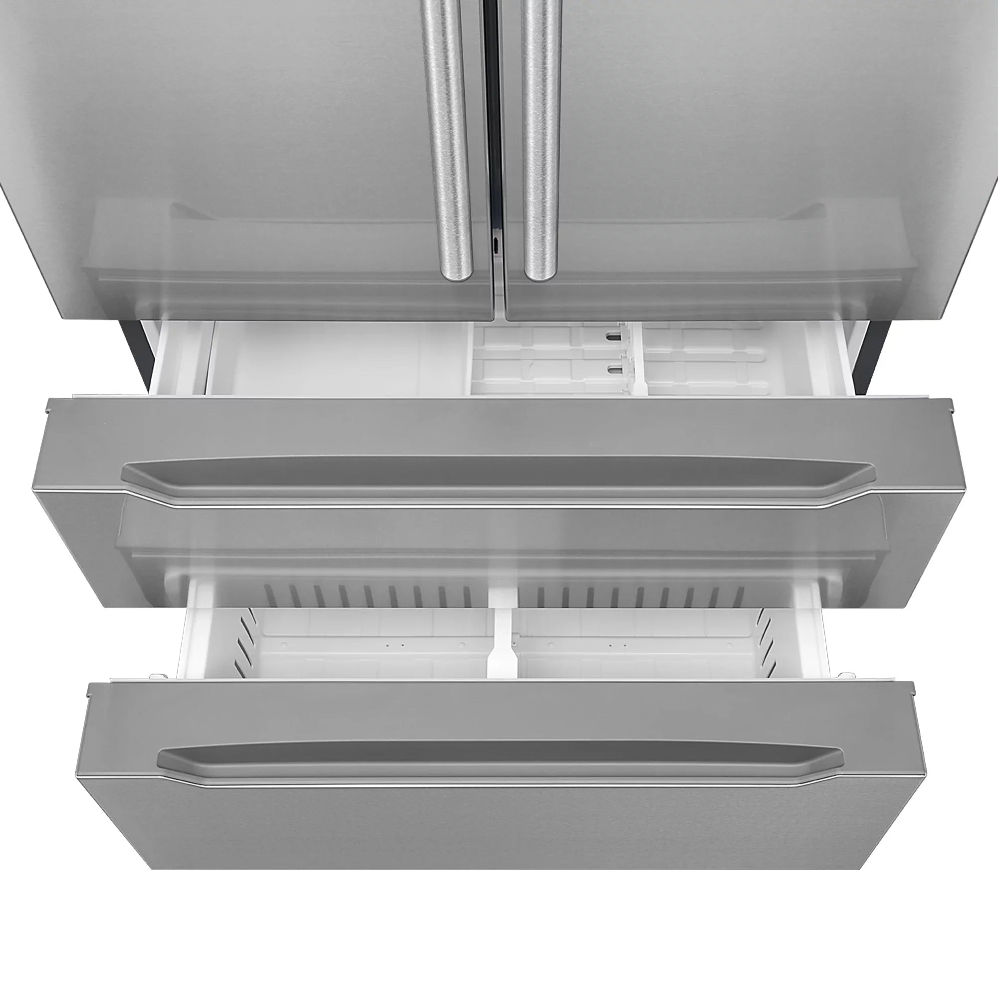 Cosmo 4 Piece Kitchen Appliance Package with 30" Freestanding Gas Range 30" Under Cabinet Range Hood 24" Built-in Integrated Dishwasher & French Door Refrigerator Kitchen Appliance Bundles
