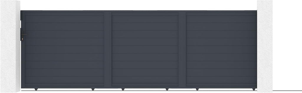 Casanoov Portail Battant EIGER 4 m 392 cm x 161 cm 6,3 m² Aluminium Gris Anthracite RAL 7016 Plein Sécurisé Intimité Jardin Extérieur Motorisable Résistant Corrosion Gonds Renforcés Inclus