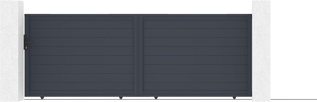Casanoov Portail Battant EIGER 4 m 392 cm x 161 cm 6,3 m² Aluminium Gris Anthracite RAL 7016 Plein Sécurisé Intimité Jardin Extérieur Motorisable Résistant Corrosion Gonds Renforcés Inclus