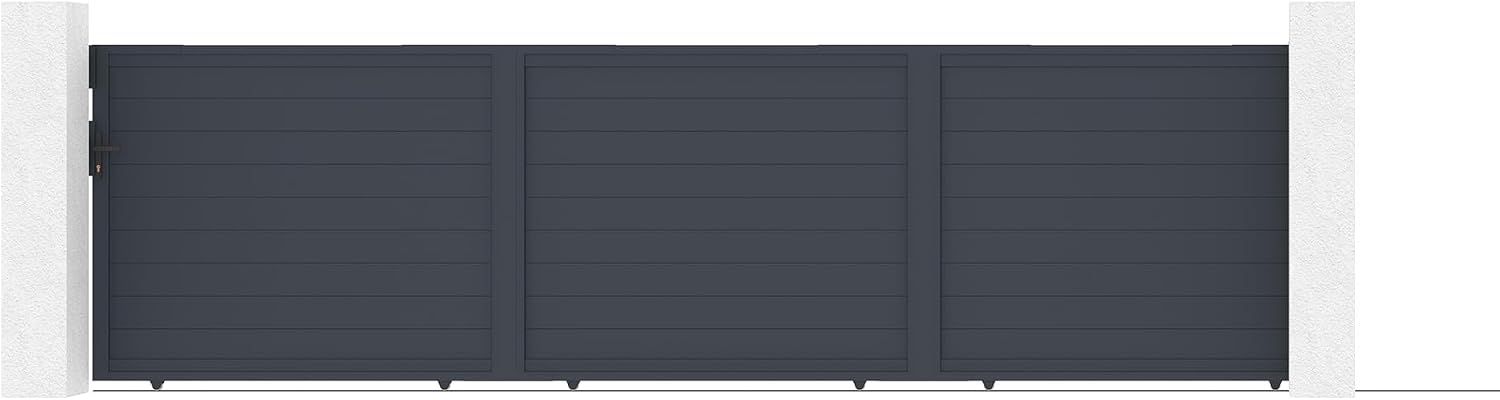 Casanoov Portail Battant EIGER 4 m 392 cm x 161 cm 6,3 m² Aluminium Gris Anthracite RAL 7016 Plein Sécurisé Intimité Jardin Extérieur Motorisable Résistant Corrosion Gonds Renforcés Inclus