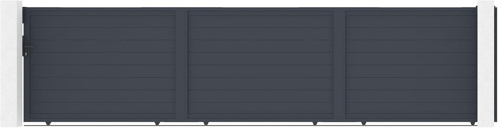 Casanoov Portail Battant EIGER 4 m 392 cm x 161 cm 6,3 m² Aluminium Gris Anthracite RAL 7016 Plein Sécurisé Intimité Jardin Extérieur Motorisable Résistant Corrosion Gonds Renforcés Inclus