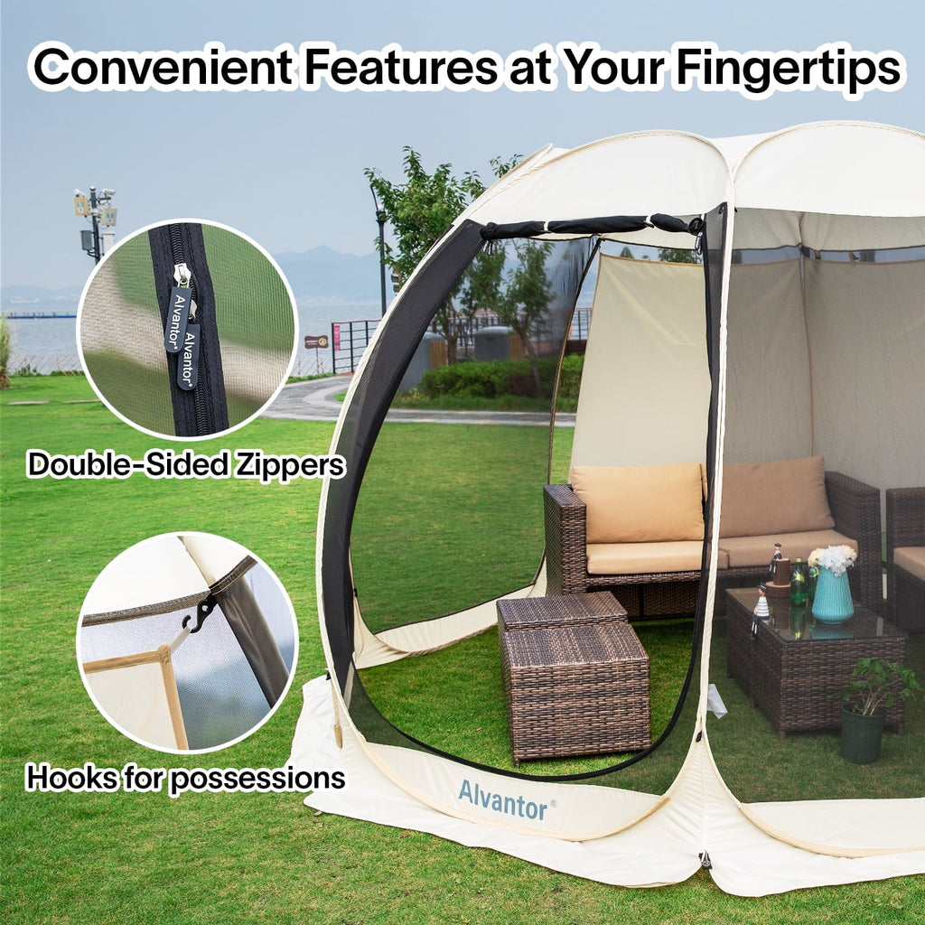 Alvantor Screen House Room Camping 12'x12' Beige Instant Canopy
