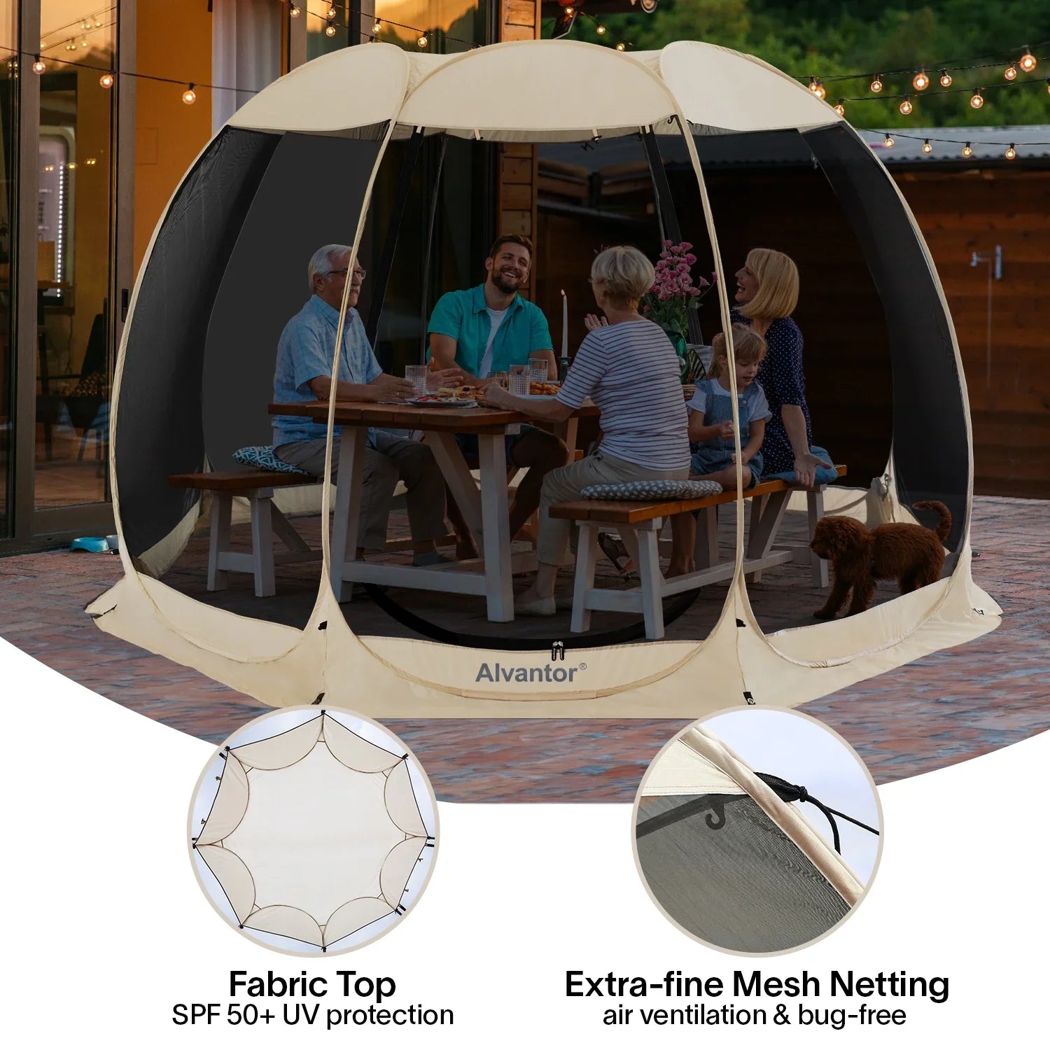 Alvantor Screen House Room Camping 12'x12' Beige Instant Canopy