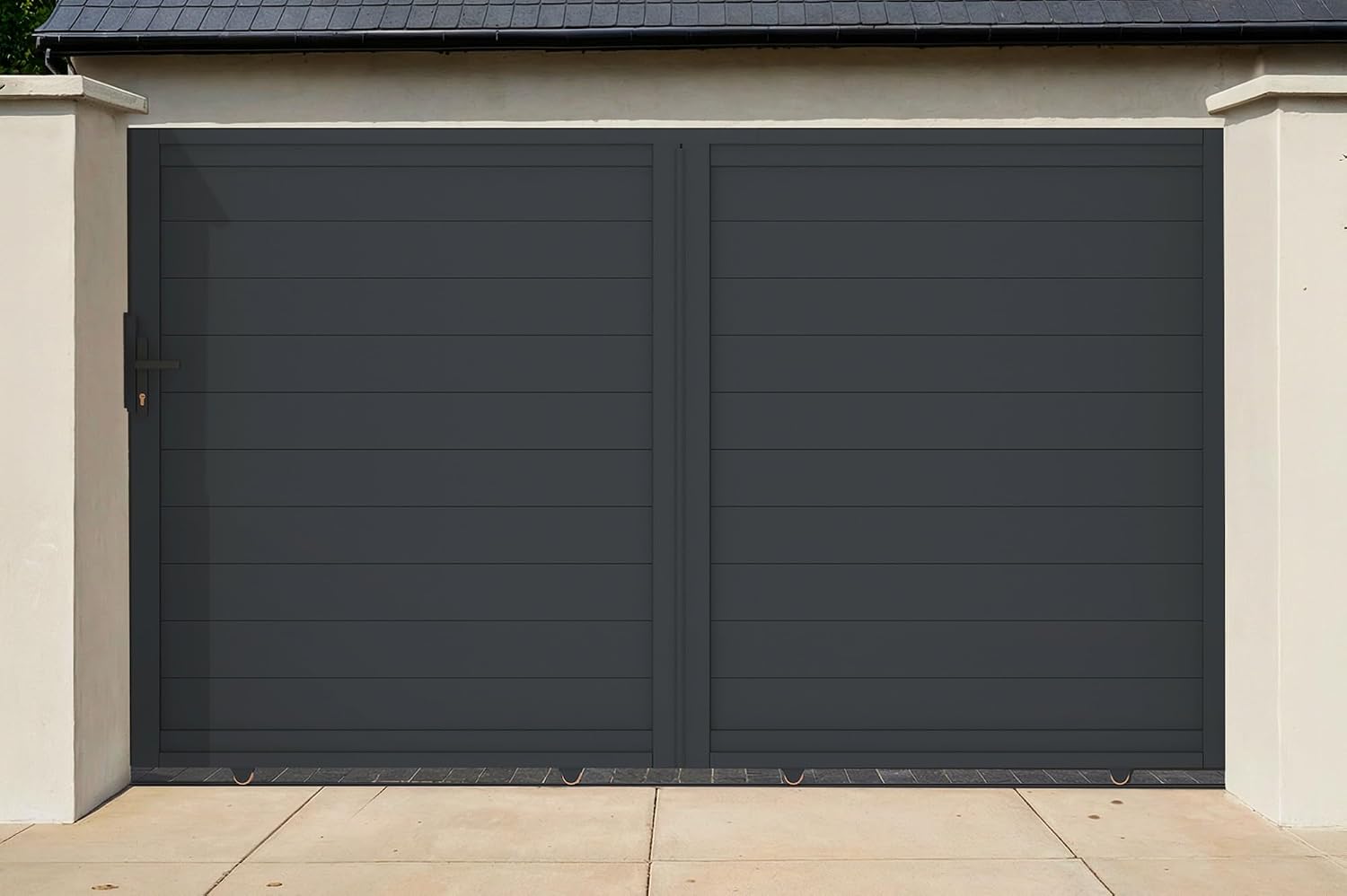 Casanoov Portail Battant EIGER 4 m 392 cm x 161 cm 6,3 m² Aluminium Gris Anthracite RAL 7016 Plein Sécurisé Intimité Jardin Extérieur Motorisable Résistant Corrosion Gonds Renforcés Inclus