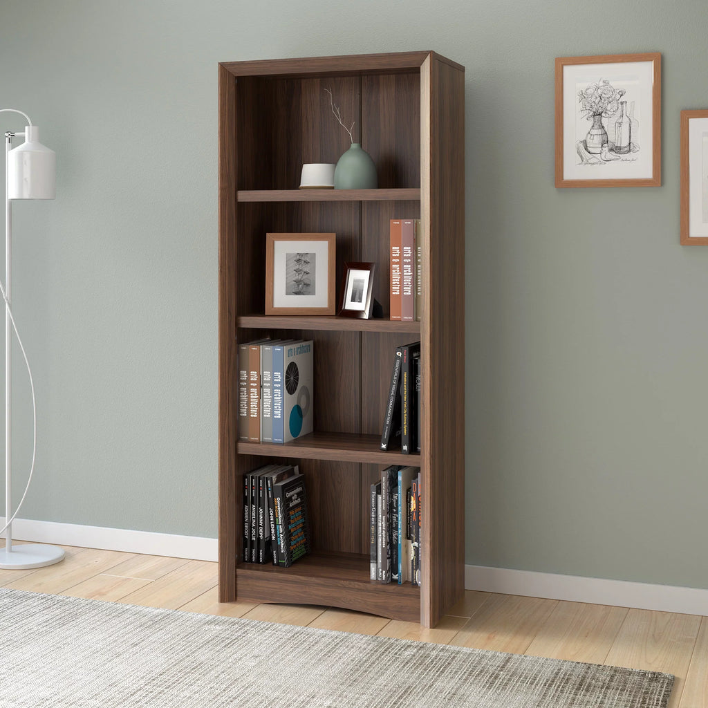 CorLiving Quadra Brown Engineered Wood Tall Adjustable 4 Shelf Vertical Bookcase