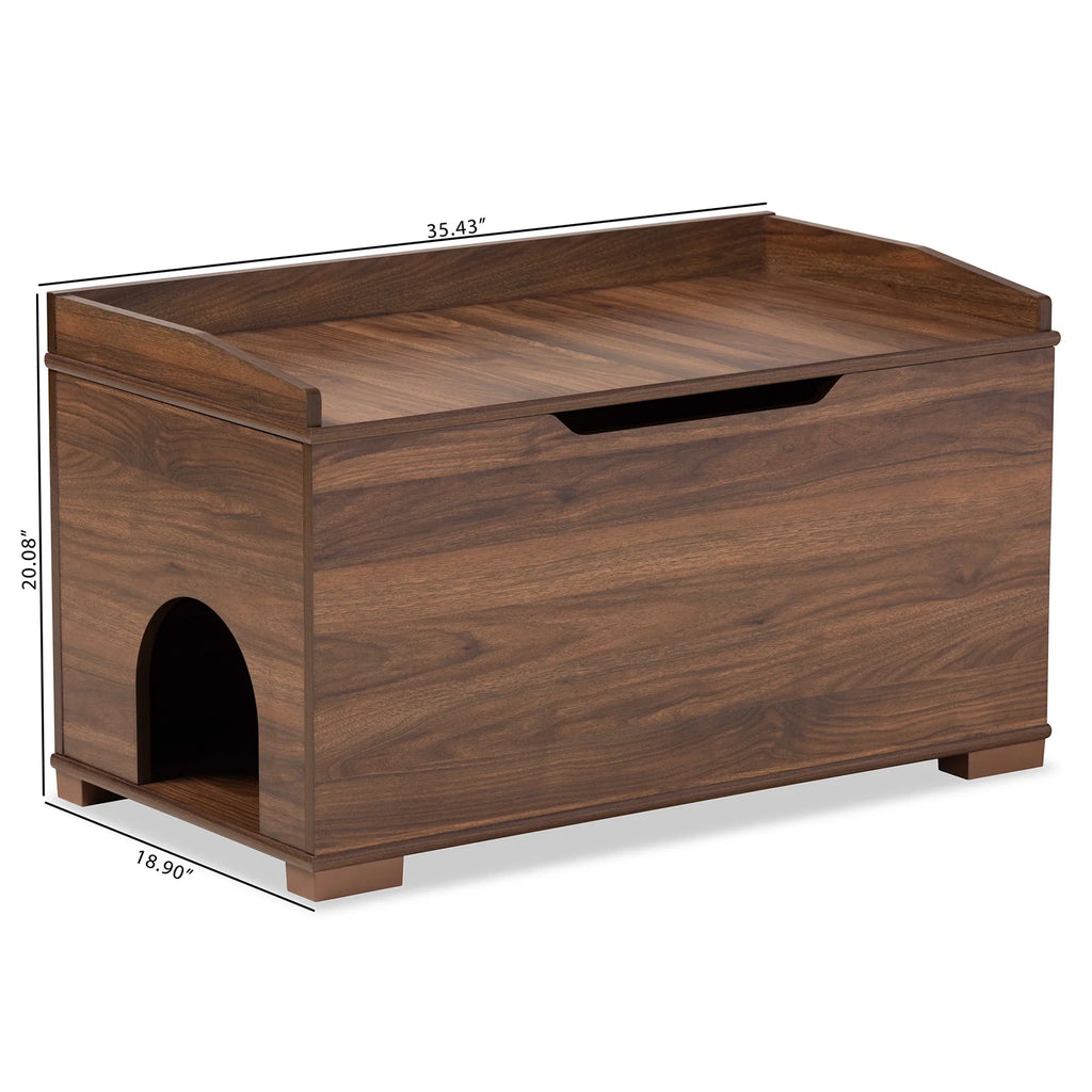 Baxton Studio Mariam Modern and Contemporary Walnut Brown Finished Wood Cat Litter Box Cover House