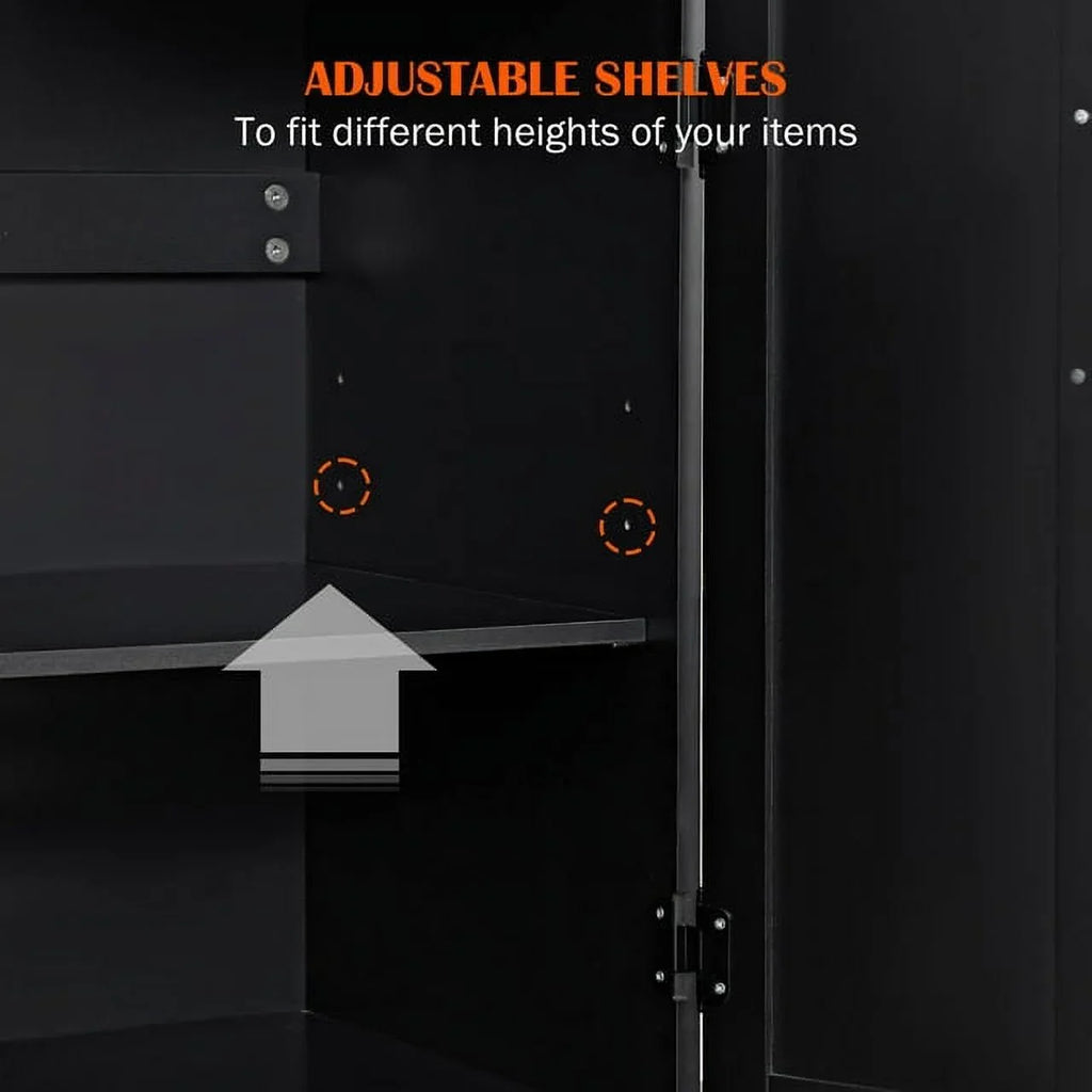 Soges 41.5" Kitchen Island Rolling Island Cart with Hidden Cabinet, Adjustable Shelves, and Towel Rails, Black