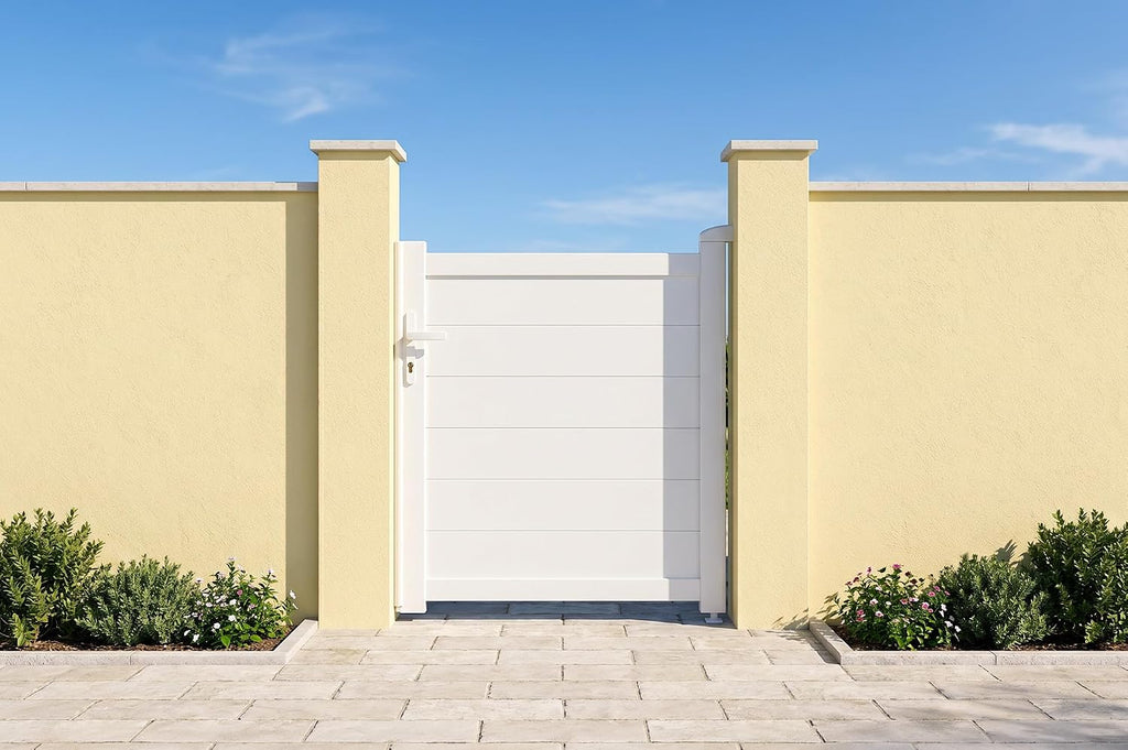 Casanoov Portail Battant EIGER 4 m 392 cm x 161 cm 6,3 m² Aluminium Gris Anthracite RAL 7016 Plein Sécurisé Intimité Jardin Extérieur Motorisable Résistant Corrosion Gonds Renforcés Inclus