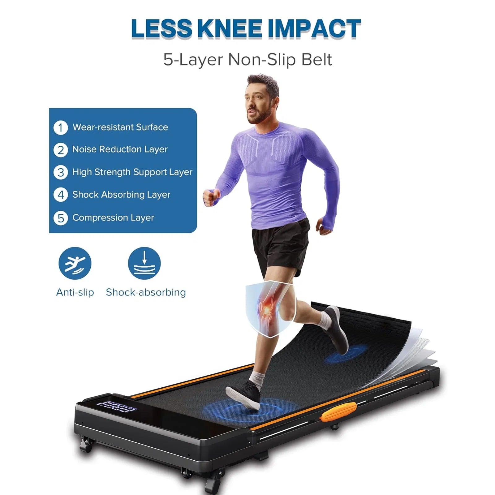CoolHut Under Desk Treadmill with Incline, 4 in 1 Walking Pad Portable Treadmill for Walking, Running, 2.5HP Low-Noise Motor, LED Display, and Remote Control, Black, 265lbs