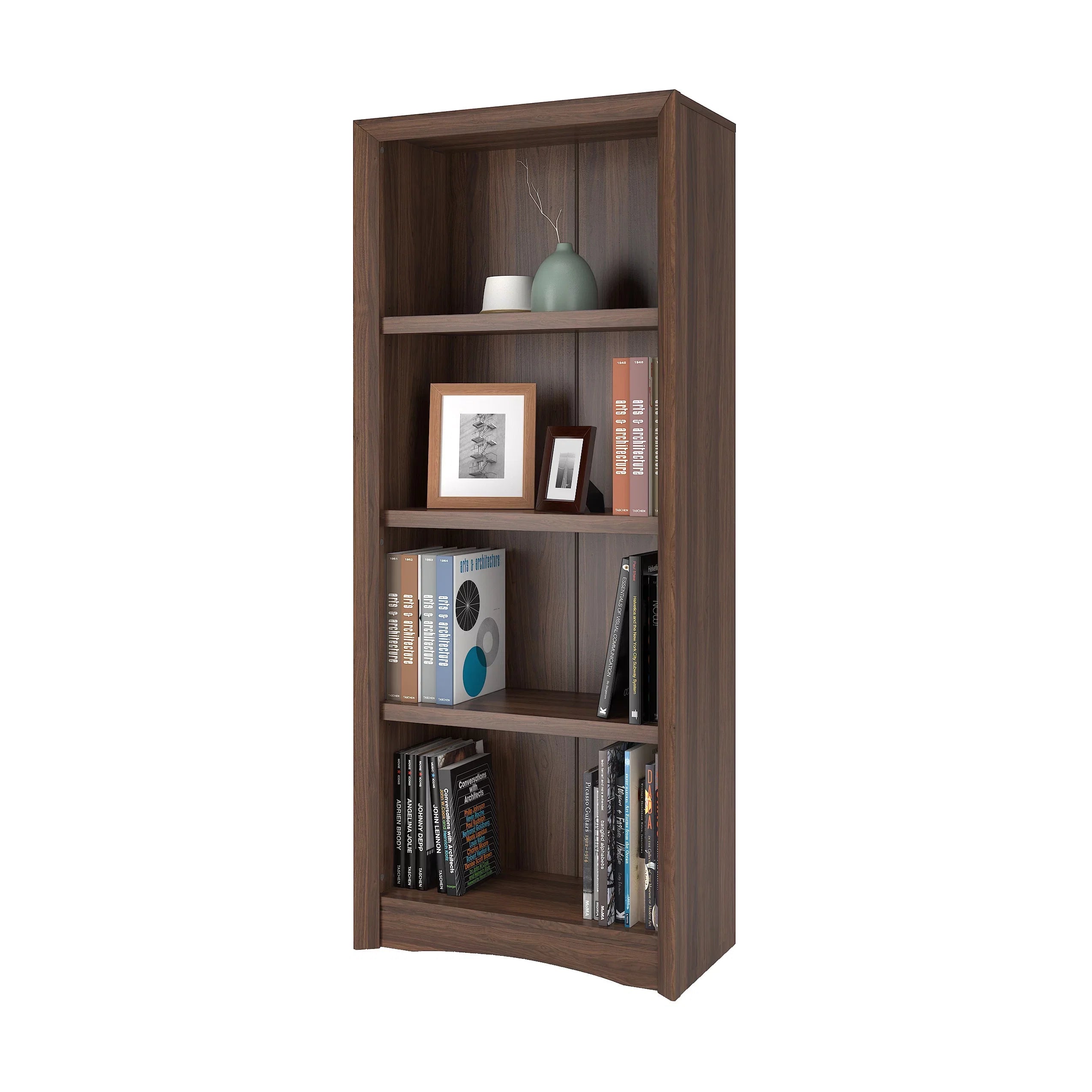 CorLiving Quadra Brown Engineered Wood Tall Adjustable 4 Shelf Vertical Bookcase