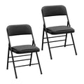 Amazingforless 2-Pack Folding Chair Foldable Metal Frame Chairs with Backrest&Padded Seats for Dining Meetings Wedding Events-Black