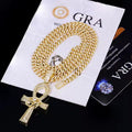 13mm Width Football Pendant Necklace,Full Diamond Eye Of Horus Cross Pendant Necklace, 3D Diamond Gold Zinc Alloy Stainless Steel Religious Zircon