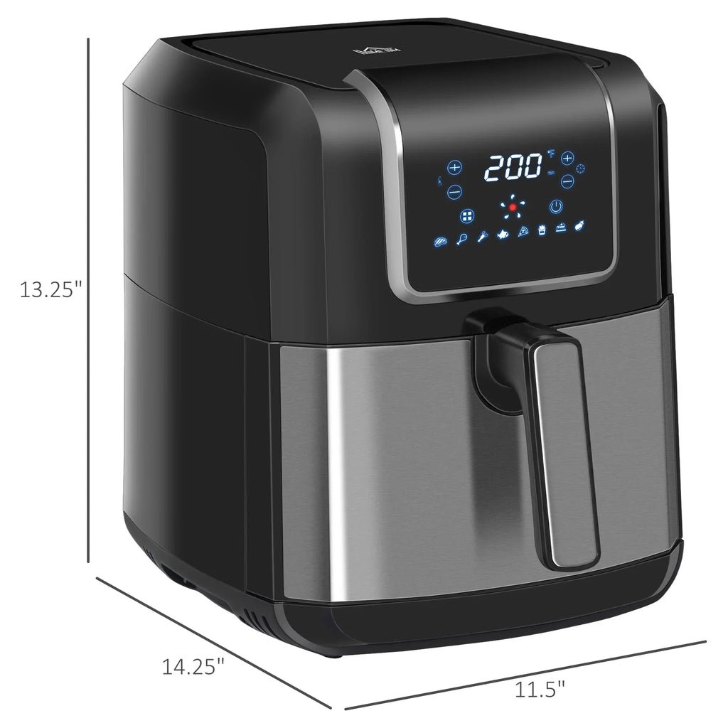 Homlixry Air Fryer 7QT 1700W Air Fryers Oven with Digital Display, 360° Air Circulation, Adjustable Temperature, Timer and Nonstick Basket for Oil Less or Low Fat Cooking, Black