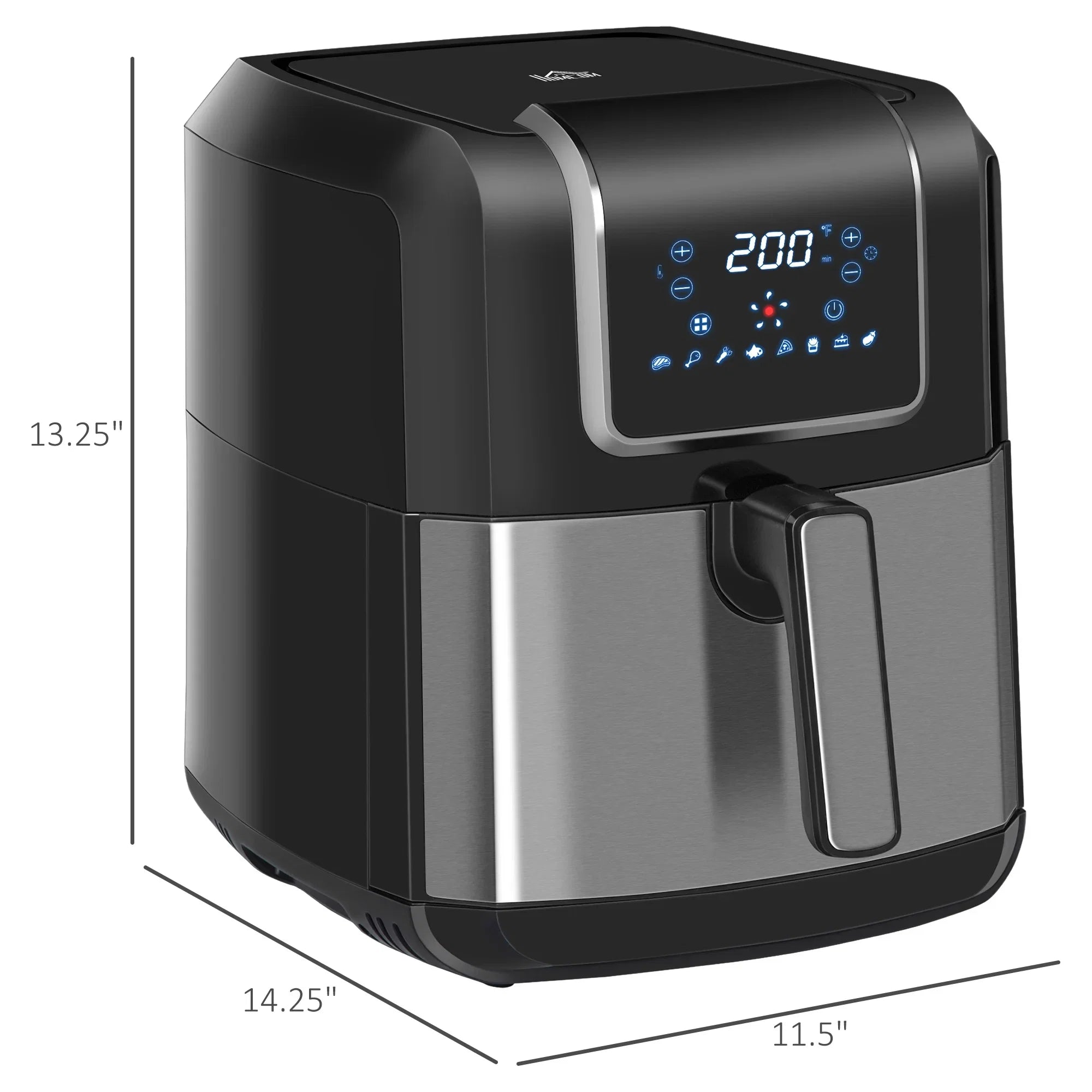 Homlixry Air Fryer 7QT 1700W Air Fryers Oven with Digital Display, 360° Air Circulation, Adjustable Temperature, Timer and Nonstick Basket for Oil Less or Low Fat Cooking, Black