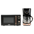 Haden 700W Microwave Oven and 12 Cup Coffee Maker Machine Set, Black/Copper