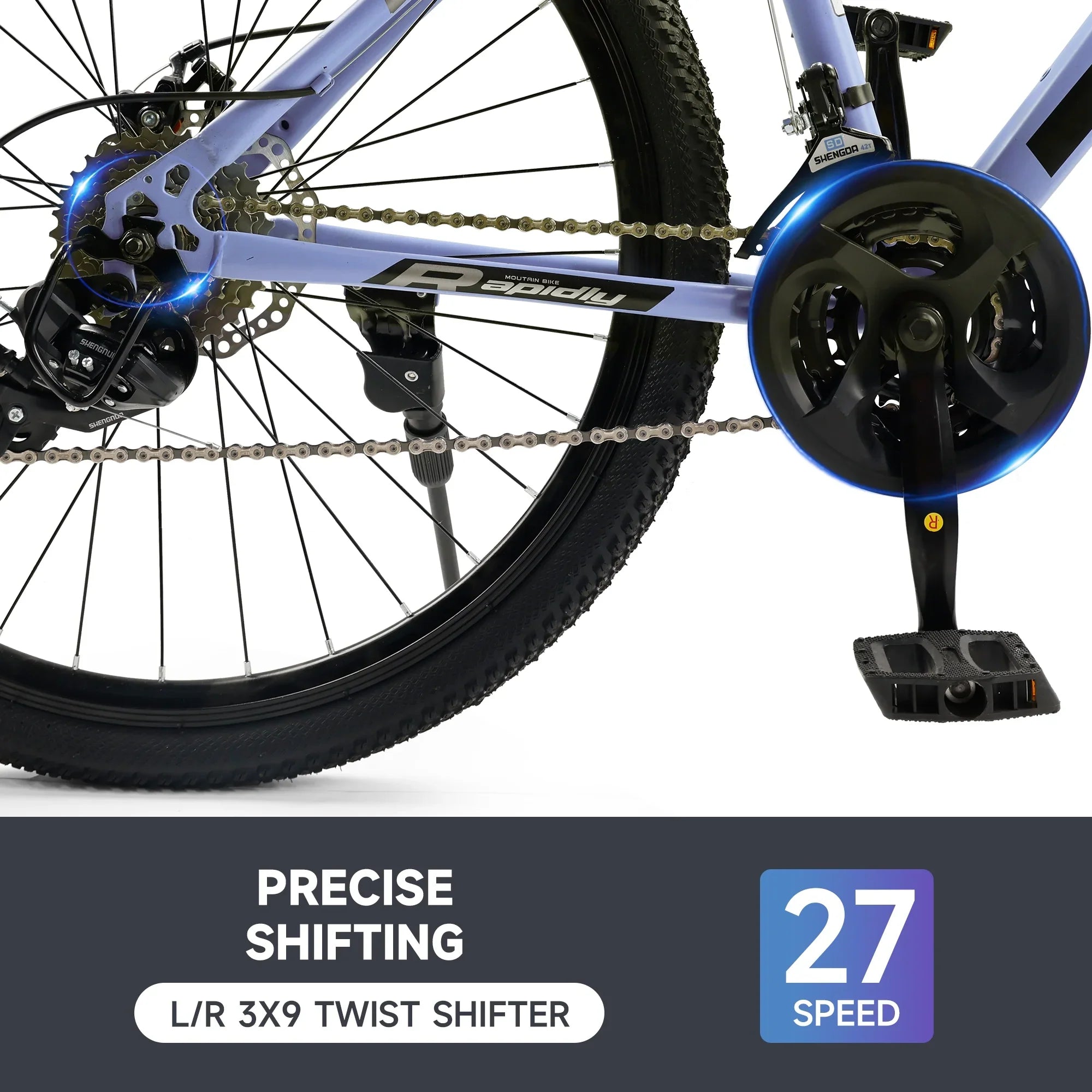 ARTUDATECH Mountain Bike 26 Inch for Adult, 27-Speed Dual Suspension High-Carbon Steel MTB Bicycle, Dual Disc Brake Bikes for Men Women, Silver, Blue, Gray and Red