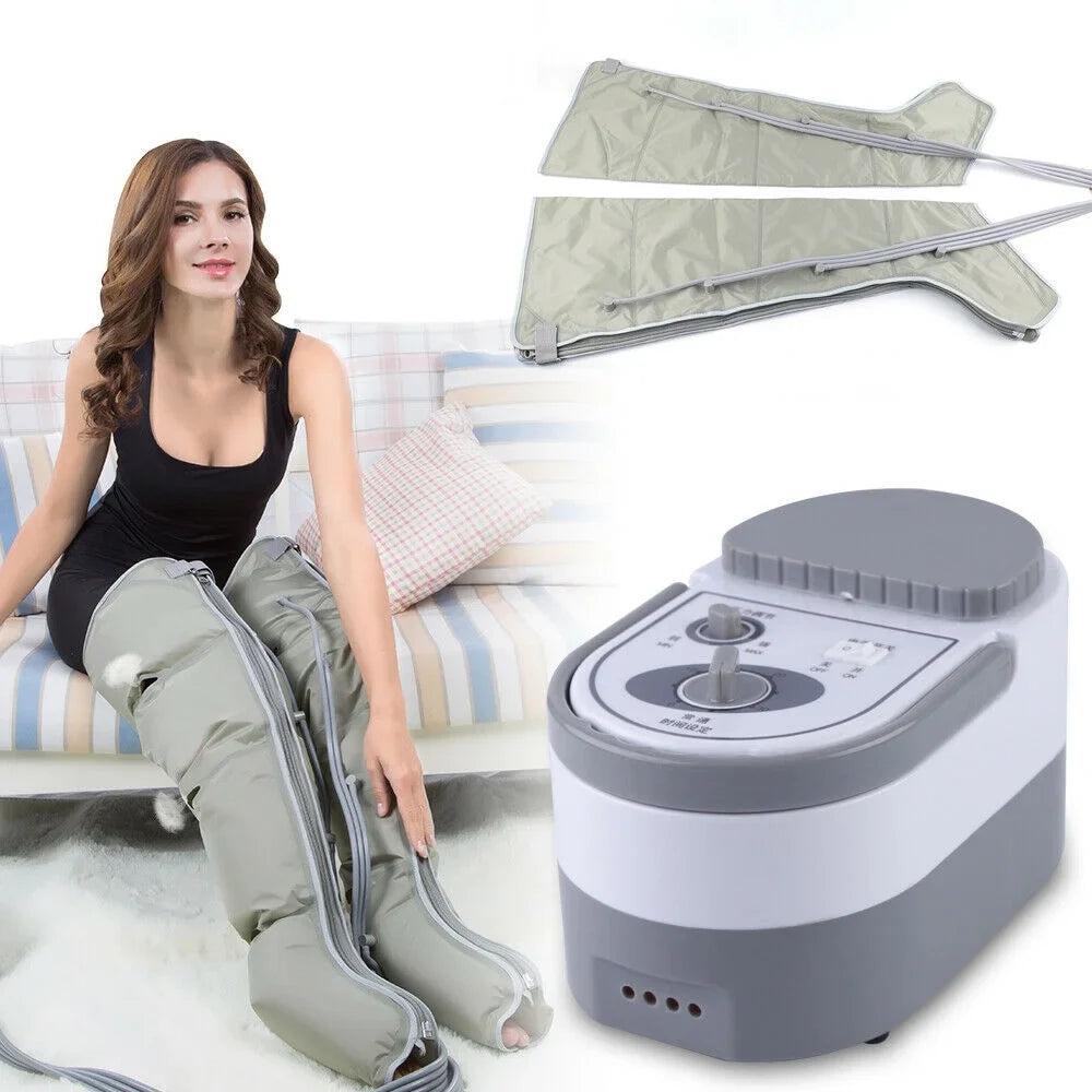 Anqidi Air Compression Foot Massager Leg Massage Muscle Relax Machine W/ Inflator Pump & Widening Bar