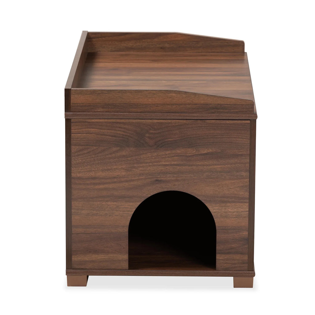Baxton Studio Mariam Modern and Contemporary Walnut Brown Finished Wood Cat Litter Box Cover House