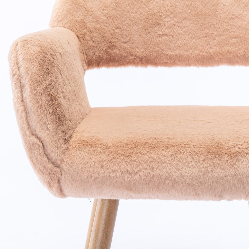 Elegant and Luxurious Faux Fur HengMing Dining Chairs: Stylish Mid Century Side Chairs with Solid Painting Steel Leg for Comfortable Seating Experience in Your Dining Room Decor