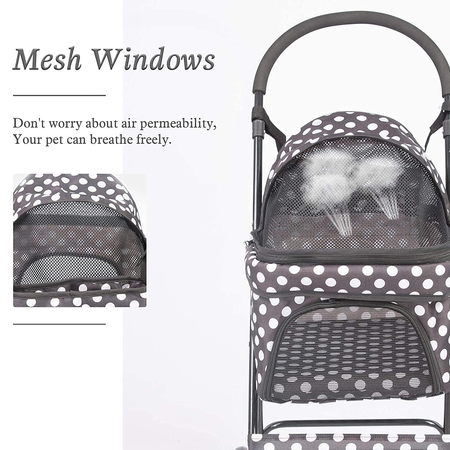 Foldable Pet Travel Stroller for Cats&Dogs, Waterproof Dog Stroller with 4 Wheels for Camping Walking, Black