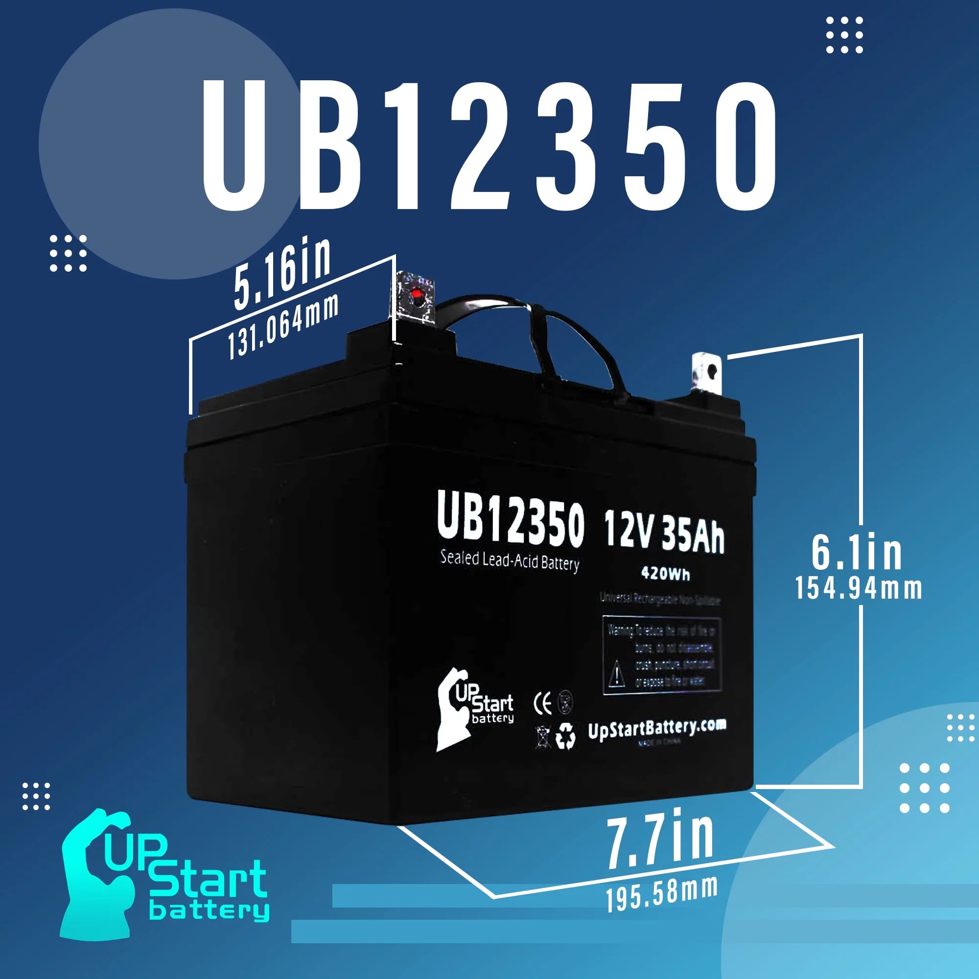 5x Pack - Compatible Imc Heartway Escape H Battery - Replacement UB12350 Universal Sealed Lead Acid Battery (12V, 35Ah, 35000mAh, L1 Terminal, AGM, SLA)