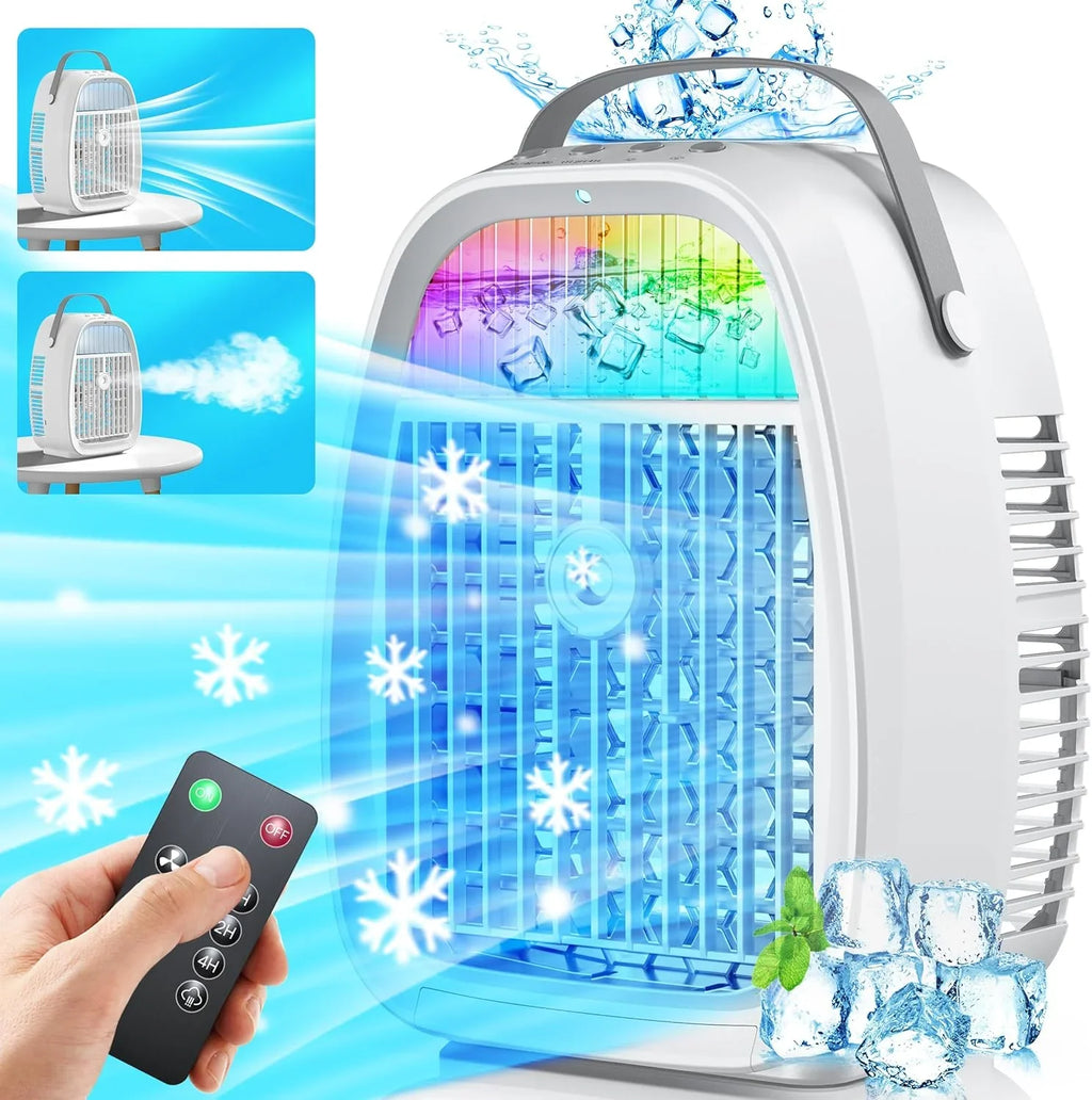 AI Portable Air Conditioners Fan, Evaporative Mini Air Cooler, Misting Humidifier Personal Air Cooler Cooling Fan with Large Water Tank 1000 ML for Home Room Office