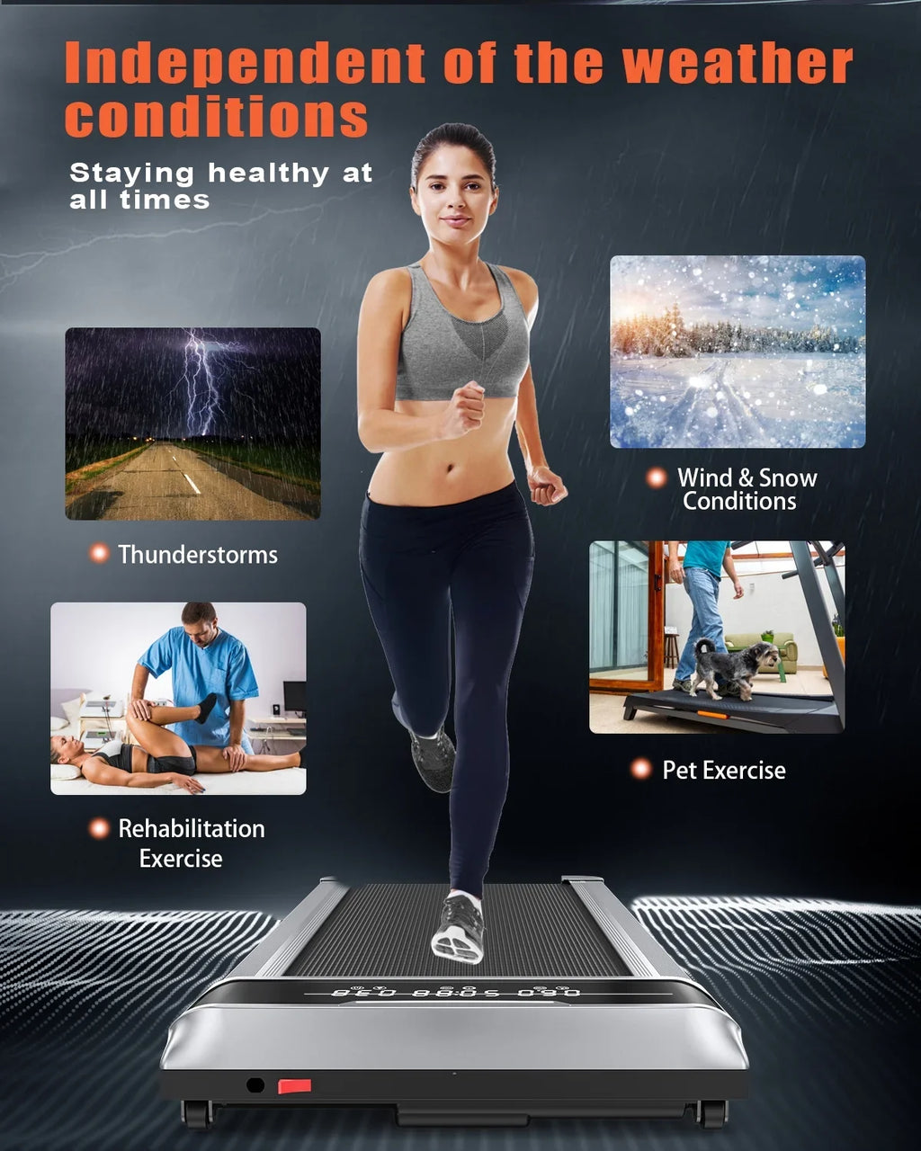 Bigzzia Walking Pad Treadmill, 2.5HP Brushless Motor Under Desk Treadmill, Portable Treadmill for Home Office Use, Super Large Display, Silver