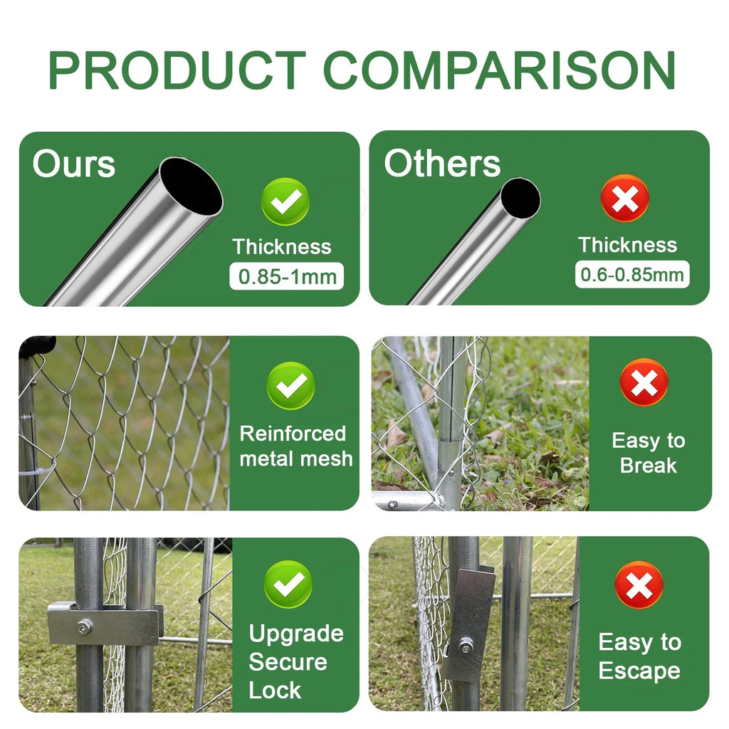Caulitar 10ft x 10ft Large Metal Chicken House/Pen for 6/10 Chickens Poultry Cage with Waterproof Cover for Rabbits Duck Walk-in Chicken Run for Yard Outdoor