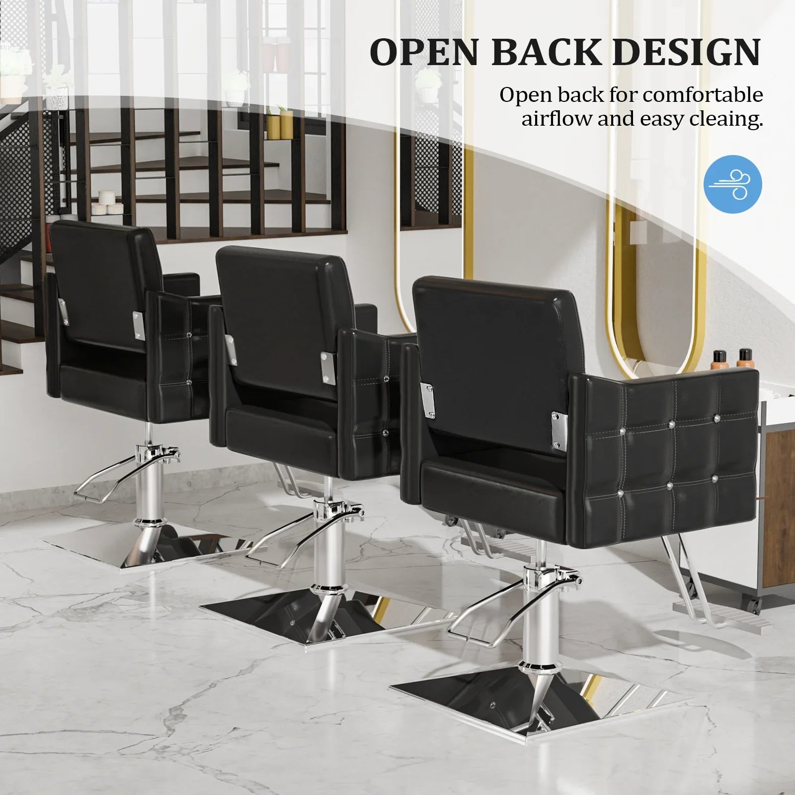 OmySalon Hair Salon Chair Hydraulic Barber Chair for Home Barbershop Black, Braiding Chair for Hair Stylist Heavy Duty, Styling Hairdressing Beauty Spa Equipment