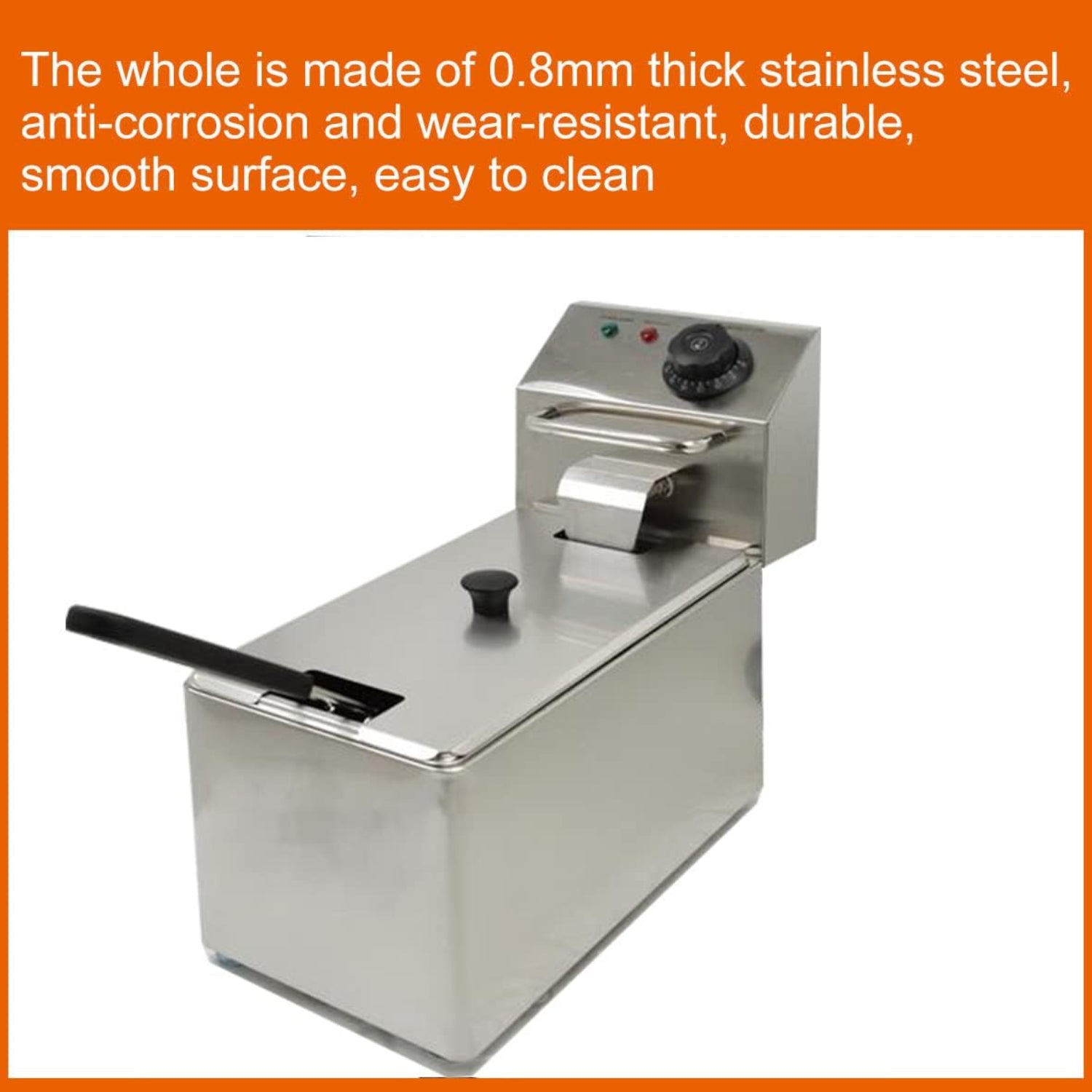 Benchtop Electric Deep Fryer 60°C-200°C Adjustable Temperature Control with Removable Oil Filter Basket Easy Clean 1500W Commercial Household Fryer Cookware (Fryer)