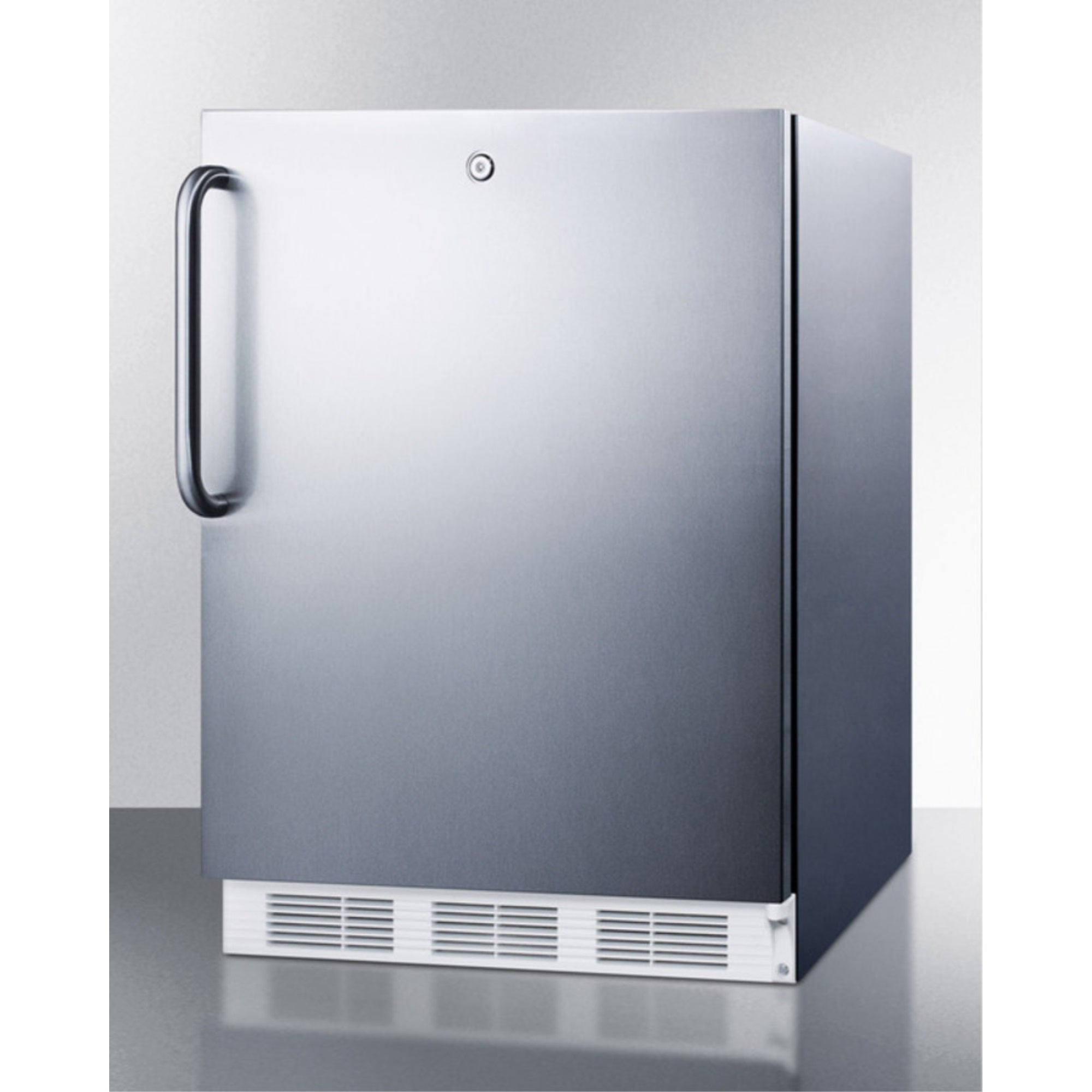 Commercial built-in medical all-freezer capable of -25 C operation in complete stainless steel with front lock