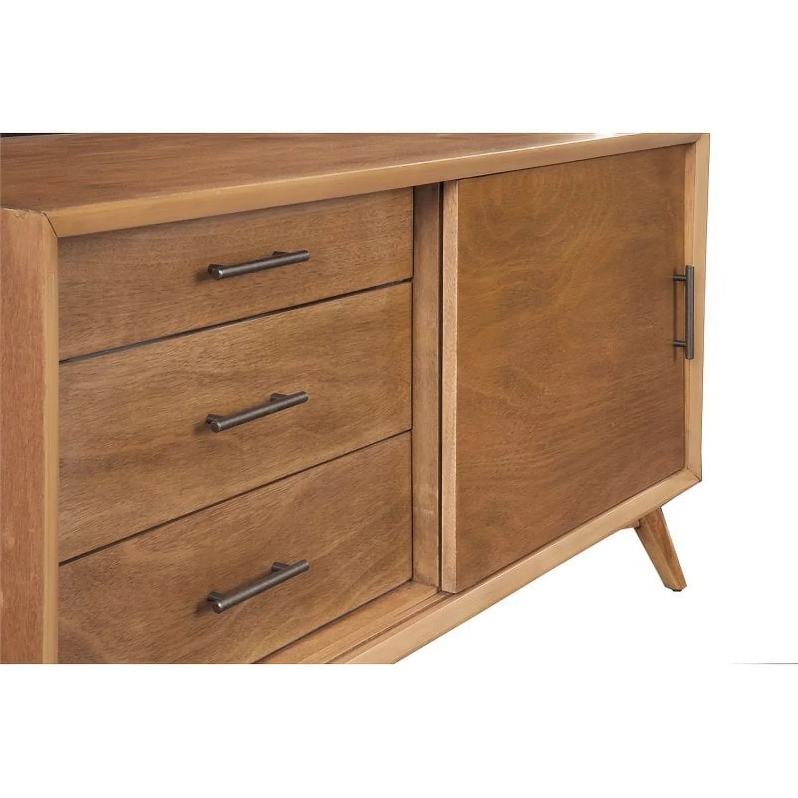Home Square 4 Piece Set with Small TV Console Full Wood Bed & Large Nightstand