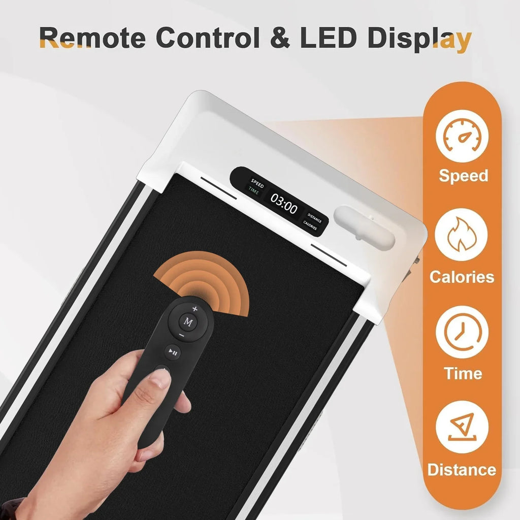 CoolHut 2.5Hp Walking Pad, Walking Area 2 in 1 Under Desk Treadmill,300lb Walking Treadmill with Remote Control and LED Display, Quiet, Compact & Small Treadmill for Home & Office. White